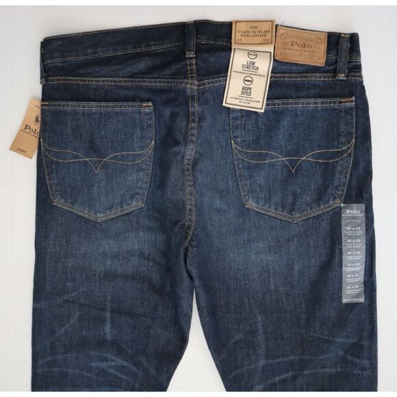 Polo Ralph Lauren Men's Sz 35x32 Dark Blue Varick Slim Straight Jeans - Picture 12 of 14
